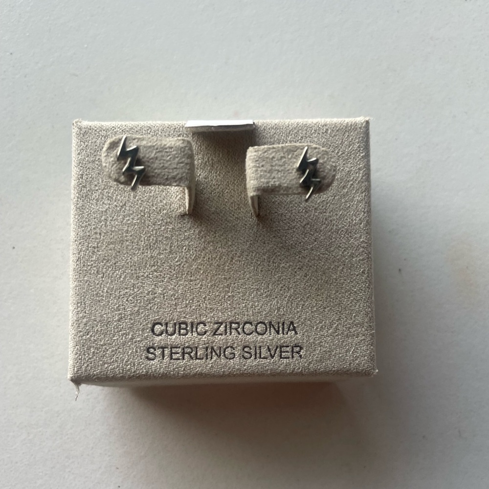 Silver Lightning Bolt Earrings